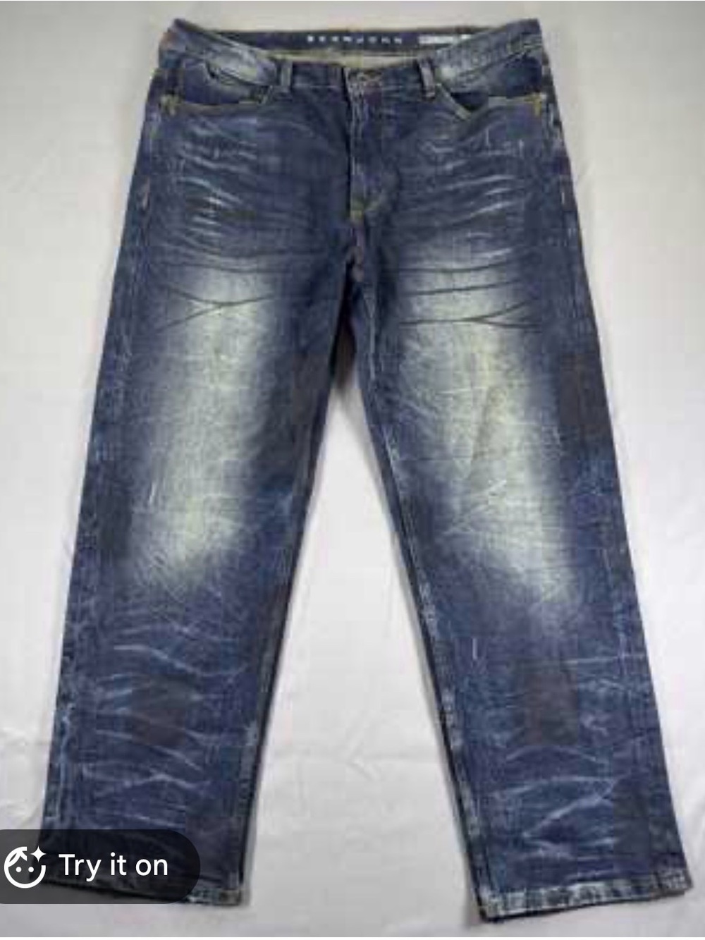 Sean John Men's Faded Blue Straight Jeans
